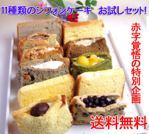 １１種類のシフォンケーキ 送料無料お試しセット【シフォンケーキの店 HUMPTY DUMPTY】